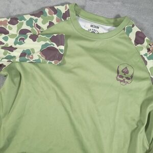 Zero Foxtrot Shirt Men Medium Green Camo Raglan Long Sleeve Performance Skull